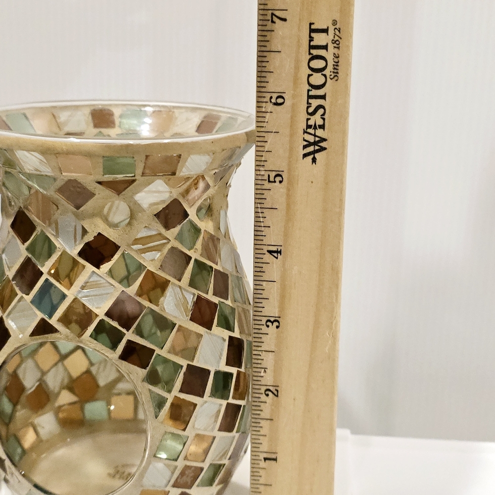 Vintage Yankee Candle Glass Mosaic Tart Candle Holder and Sugared Apple Refills - Picture 5 of 12
